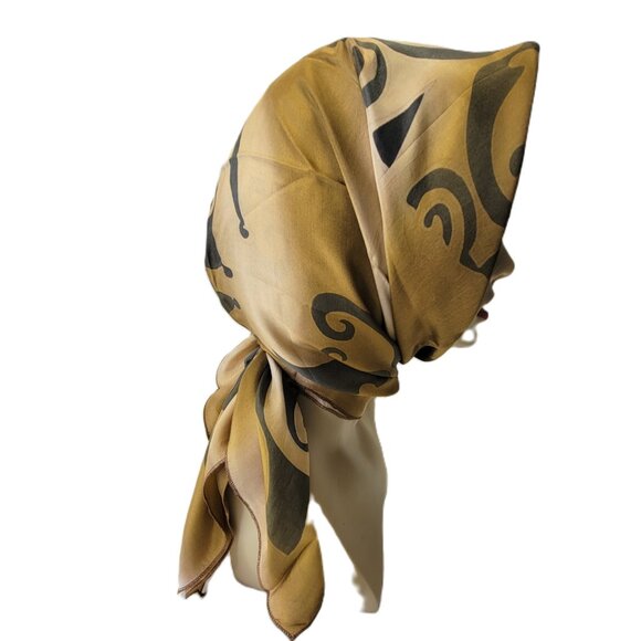 Silk Square Scarf Handpainted Batik Scarf Brown and Black Silk HeadScarf - NEW - Picture 6 of 11